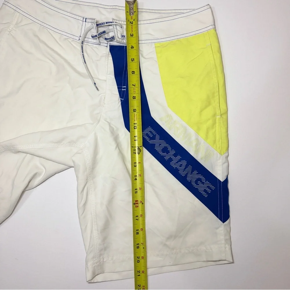 Armani Exchange Men's White and Yellow Board Shorts
